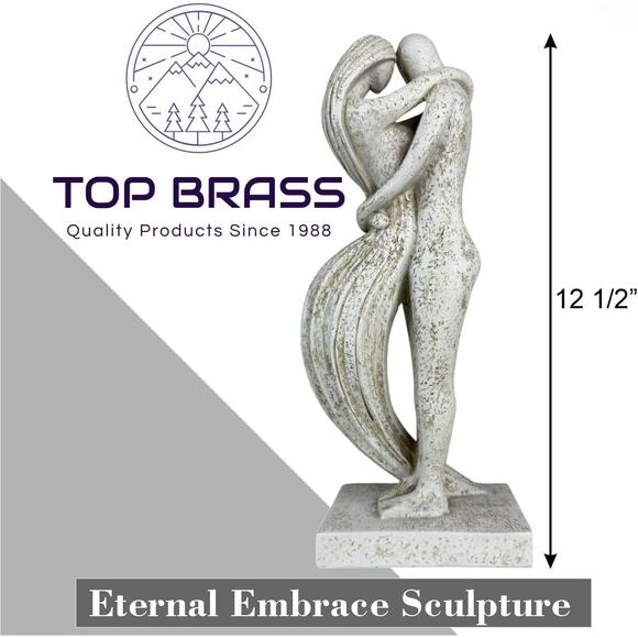 Eternal Embrace Couple Statue 12.5in Resin Moon Wash Romantic Lovers Home Decor - Picture 3 of 9
